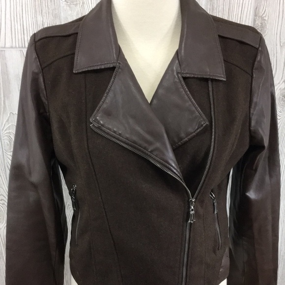 GAZOZ Vintage 80s Faux Leather Moto Style Jacket Large - Picture 2 of 13
